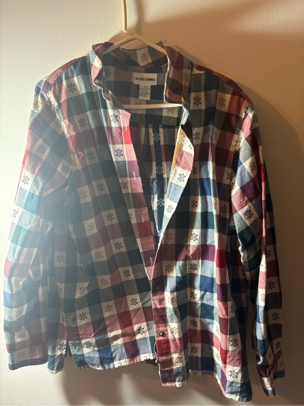 Alfred Dunner Plaid Floral Button Front Shirt Women’s Size 20